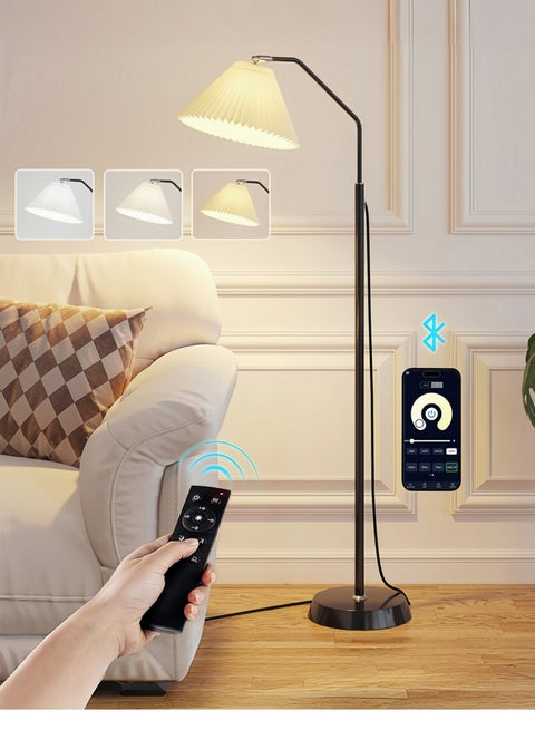 مصباح ارضي عصري مع تحكم عن بعد وتطبيق، إضاءة قابلة للتعديل في السطوع ودرجة الحرارة اللونية، مؤقت 24 ساعة، ضوء ليلي، ابجوره طويله للمعيشة وغرفة النوم والمكتب